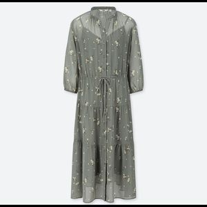 UNIQLO Women Chiffon Floral Print 3/4 Sleeve Dress